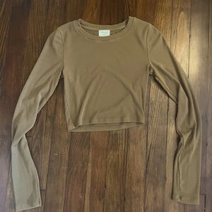 Aritzia Wilfred Free Olive Cropped Long Sleeve Size S